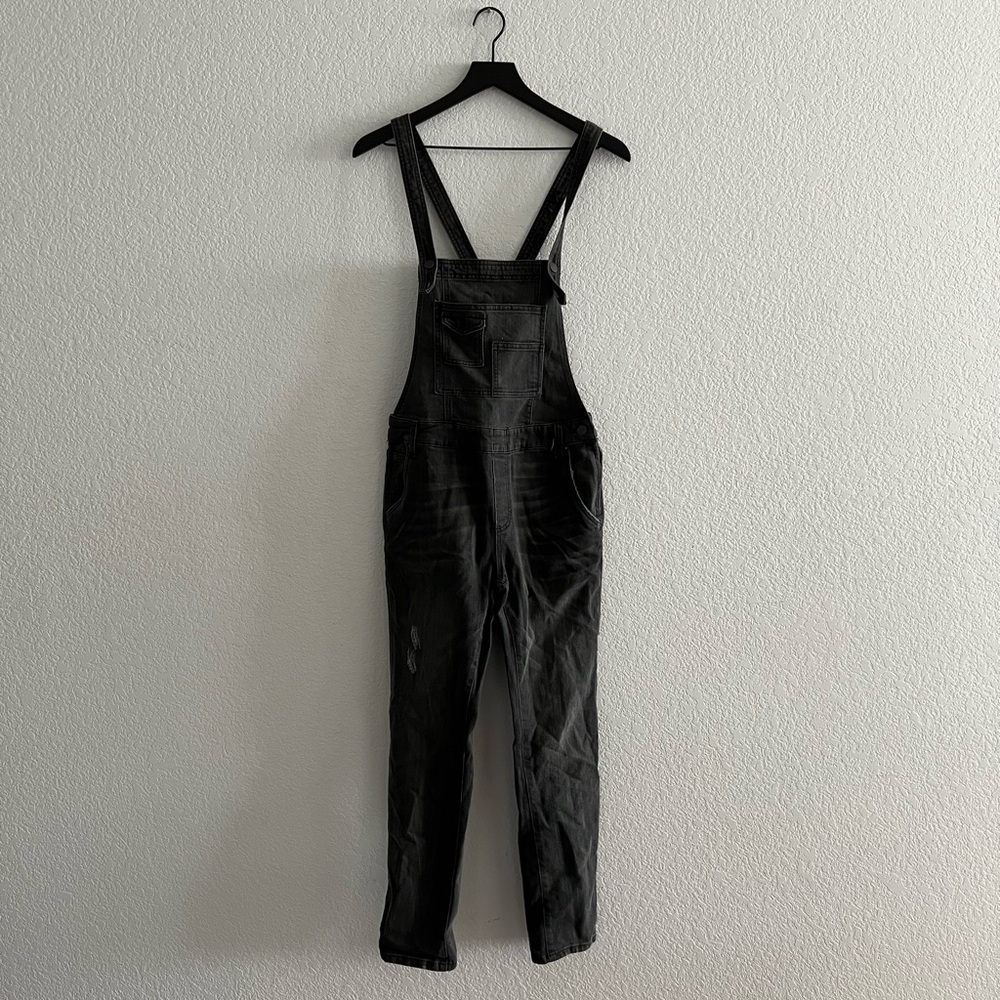 Free People Black Denim Overalls Classic Style